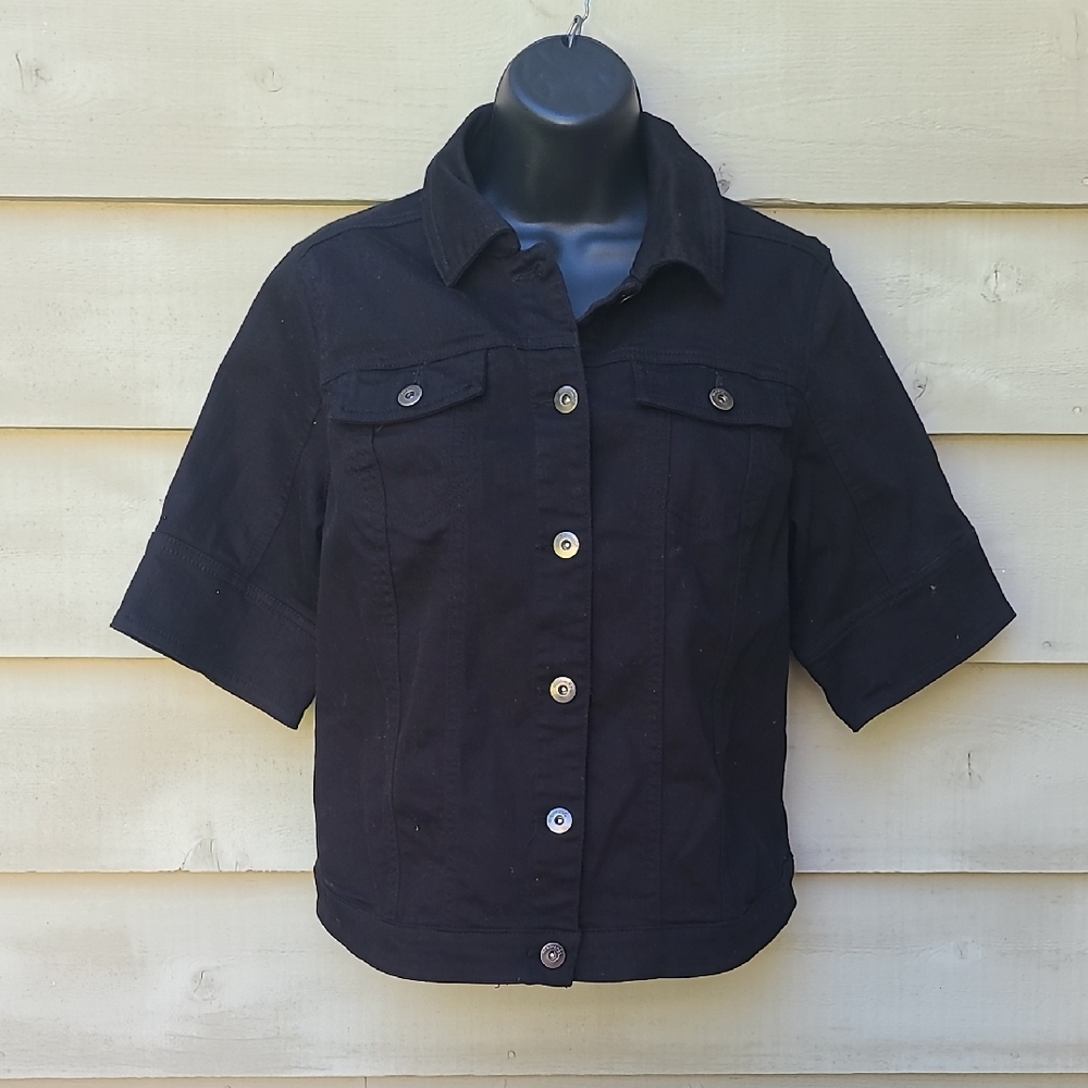 NEW with Tags ONE WORLD Black Jean Jacket Size Medium
